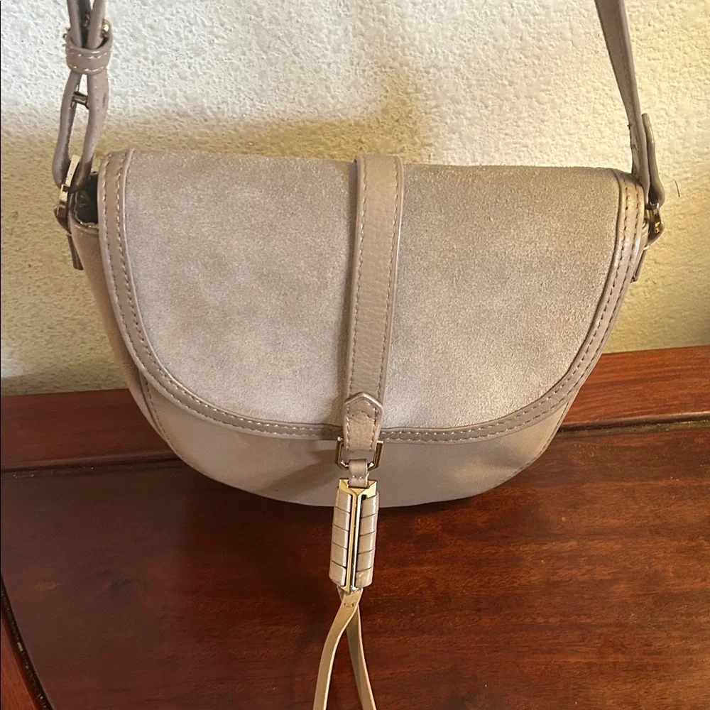 Covet Sloan Suede & Leather Crossbody Saddle Bag